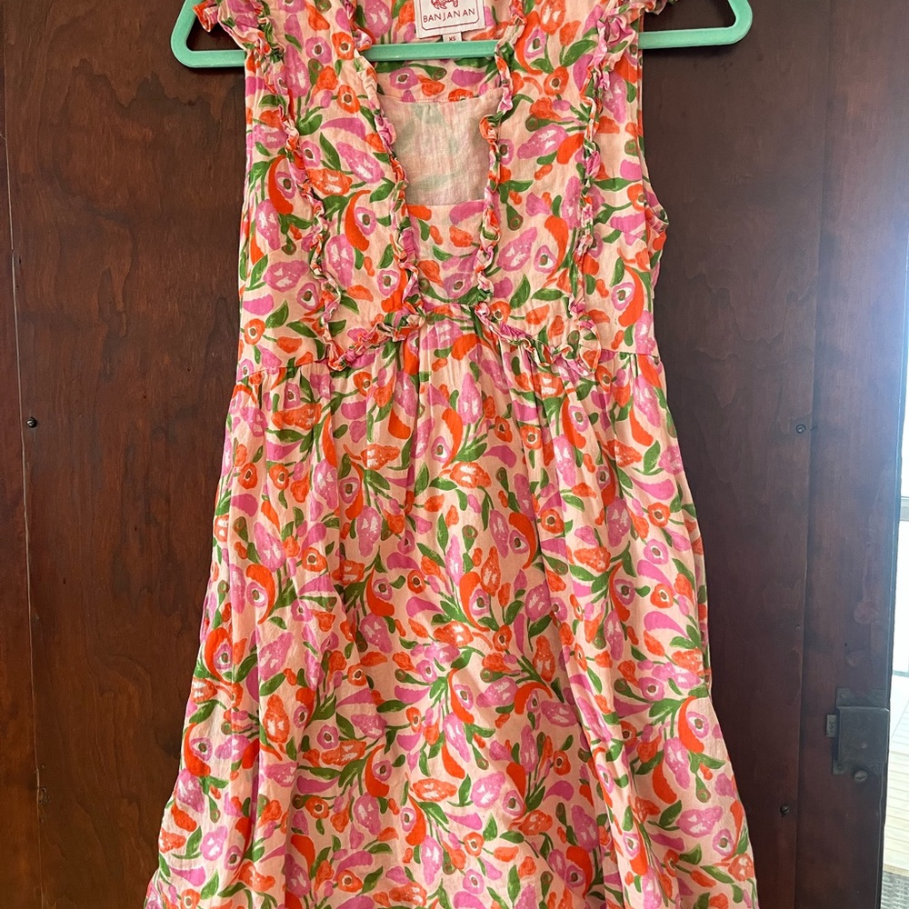 Banjanan Pink and Orange Floral Ruffle Sundress